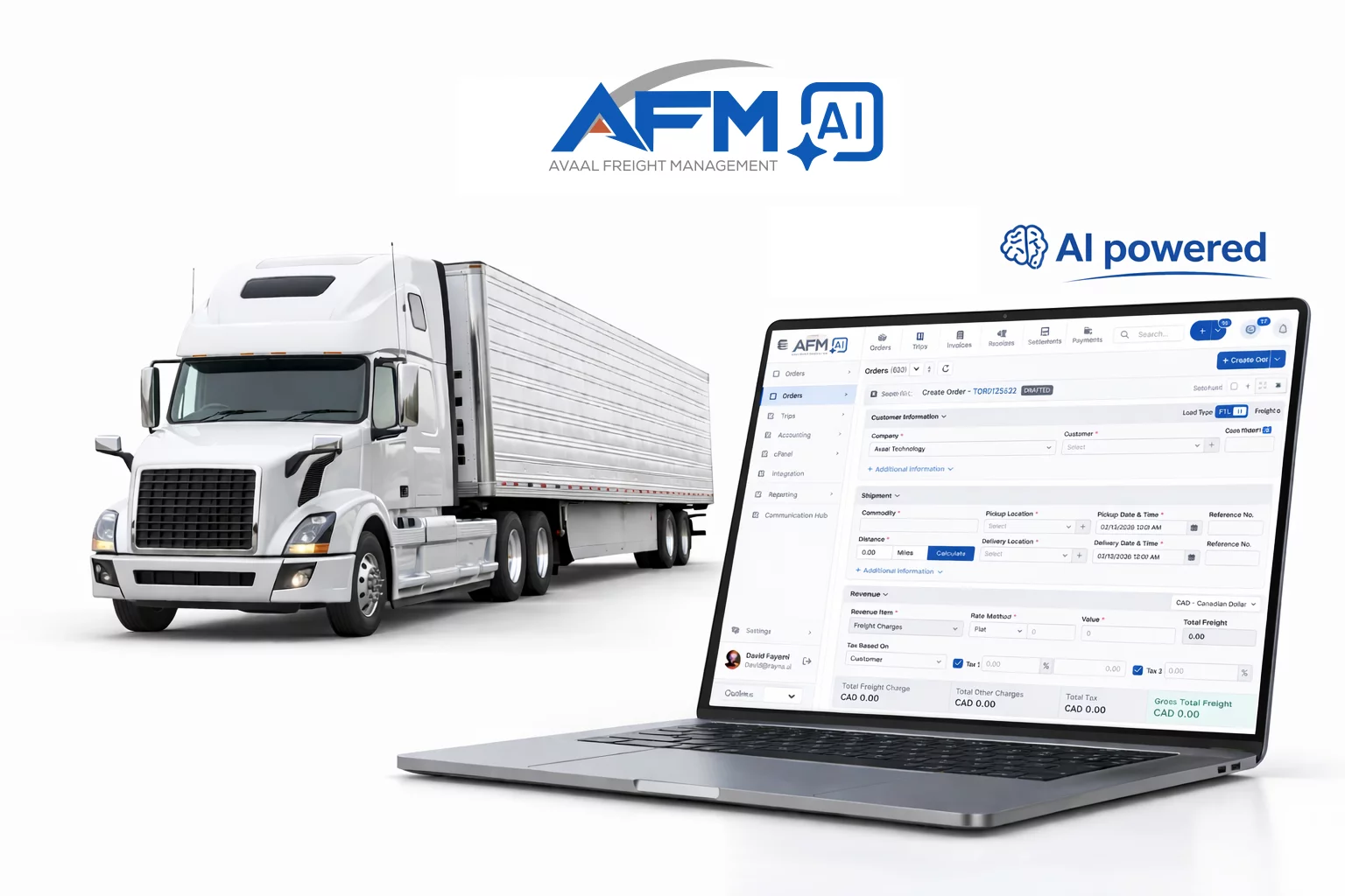 Fleet management dashboard showing AI-powered logistics and analytics